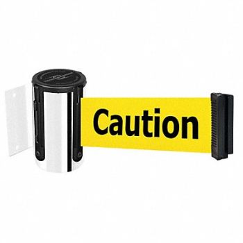 TENSABARRIER D0097 Belt Barrier Chrome Belt Color Yellow, 3ZAH7