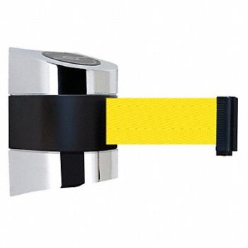 TENSABARRIER D0101 Belt Barrier Chrome Belt Color Yellow, 3ZAL9