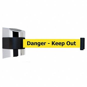TENSABARRIER D0102 Belt Barrier Chrome Belt Color Yellow, 3ZAN7