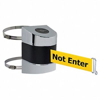 TENSABARRIER D0108 Belt Barrier Chrome Belt Color Yellow, 3ZAP6