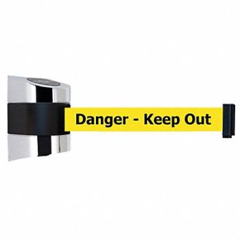 TENSABARRIER D0115 Belt Barrier Chrome Belt Color Yellow, 3ZCG4