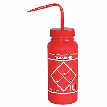 SP SCIENCEWARE Wash Bottle Std 16 oz Toluene Red PK6, 3ZFH7