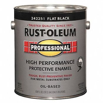RUST-OLEUM Alkyd EnamelBlack Flat 1gal, 3ZHX1