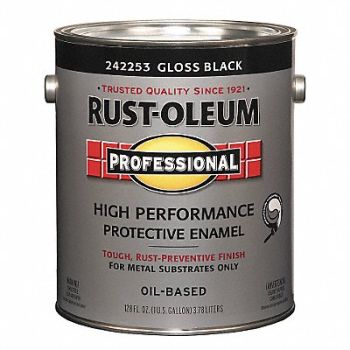 RUST-OLEUM Alkyd EnamelBlackGloss 1gal, 3ZHX3