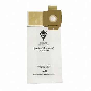TOUGH GUY Vacuum Bag Paper 2-Ply Reusable PK10, 3ZJJ5
