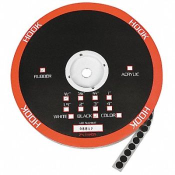 TAPECASE Hook Round 1/2 Dia Black PK1565, 16U755