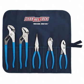 CHANNELLOCK Plier Set Dipped 5 Pcs, 3ZZV4
