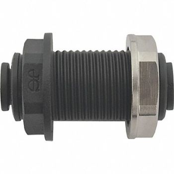 JOHN GUEST Bulkhead Union Black 1/4 Tube Size PK10, 400L41