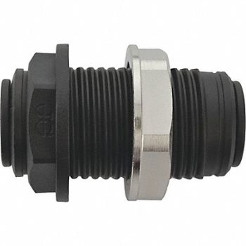 JOHN GUEST Bulkhead Union Black 3/8 Tube Size PK10, 400L42