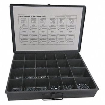 GRAINGER APPROVED Nut/Screw Assort Hex 1200pcs Zinc Plated, 402K24