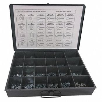 GRAINGER APPROVED Fastener Assortment 1600 pcs 1/4 to 1 L, 402K25