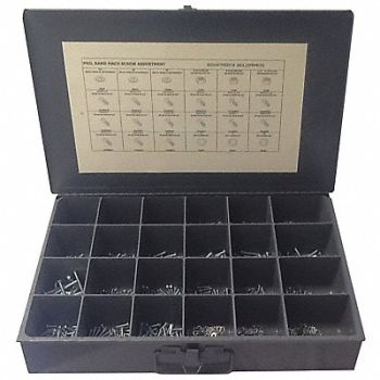 GRAINGER APPROVED Nut/Screw Assort Slotted 750pcs Zinc, 402K29