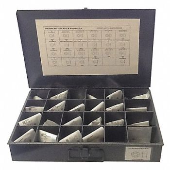 GRAINGER APPROVED Nut/Washer Assort Hex 575pcs Zinc Plated, 402K33
