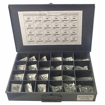 GRAINGER APPROVED Fastener Assort Slotted 1200pcs Zinc, 402K56