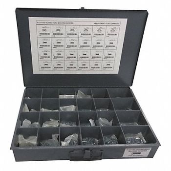 GRAINGER APPROVED Nut/Screw Assort Slotted 1200pcs Zinc, 402K57