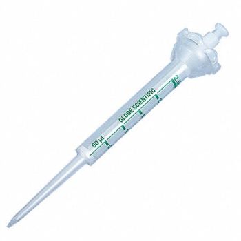 GLOBE SCIENTIFIC Dispenser Syringe Tip Clear 250uL PK100, 404W60