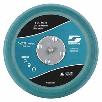 DYNABRADE Disc Backup Pad 6 Dia Max 13 000 RPM, 406F82