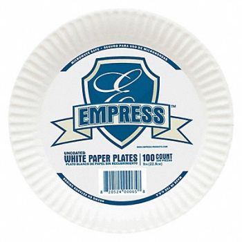 GRAINGER APPROVED Disposable Paper Plate 9 in White PK1200, 39CR68