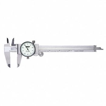 INSIZE Dial Caliper 0-6 Range White 1-1/2 Jaw D, 408P50