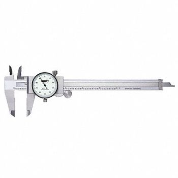 INSIZE Dial Caliper 0-6 Range 1-1/2 Jaw D SS, 409N63