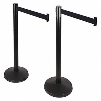 RETRACTA-BELT PRIME Belt Barrier 10 ft Black Sloped PK2, 40CK59