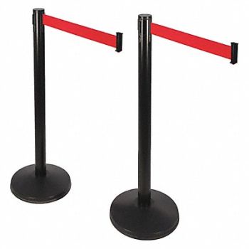 RETRACTA-BELT PRIME Belt Barrier Red Sloped Black ABS PK2, 40CL17
