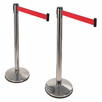 RETRACTA-BELT PRIME Belt Barrier Sloped Stainless Steel PK2, 40CL23