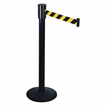 RETRACTA-BELT Belt Barrier Black/Yellow Cast Iron, 40CL60