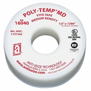 ANTI-SEIZE TECHNOLOGY Thread Sealant Tape 1/2 W White, 40E314