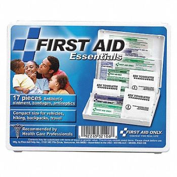 FIRST AID ONLY First Aid Kit Plastic 17 Pieces, 40JH38