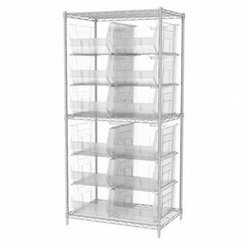 AKRO-MILS Bin Shlvng 24inx74inx36in Clear, 40K509