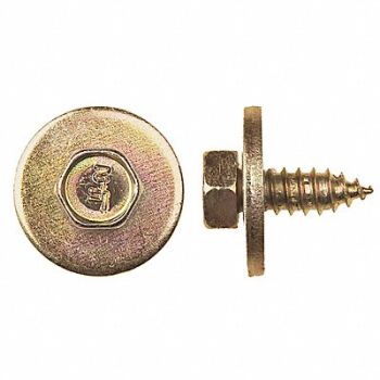 GRAINGER APPROVED Scrw Sz M6.3 10mm ZincYL 14 mm PK25, 40K742