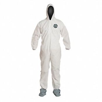 DUPONT H3327 Hooded Coveralls White 5XL Elastic PK25, 40L026