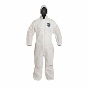 DUPONT H3337 Hooded Coveralls White 5XL Elastic PK25, 40L054