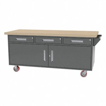 GREENE MANUFACTURING INC. Mobile Cab Bench Butcher Block 75 W 30 D, 40LF13