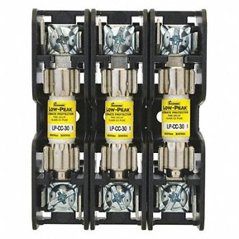 BUSSMANN Fuse Block 0 to 30A CC 3 Pole, 40LH08