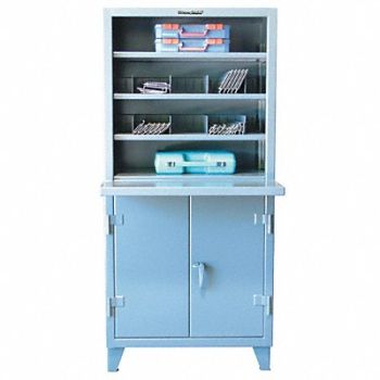 STRONG HOLD Cabinet Hutch Shop Desk 78 H Dark Gray, 40V919