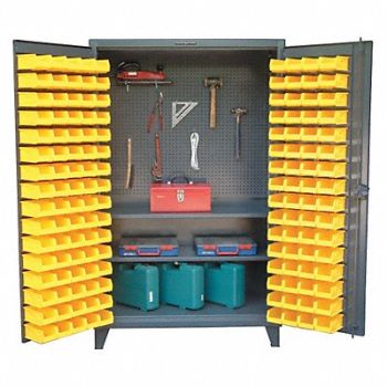 STRONG HOLD Peg Bin Cab Gray 78 x48 x24 144YllwBns, 40V694