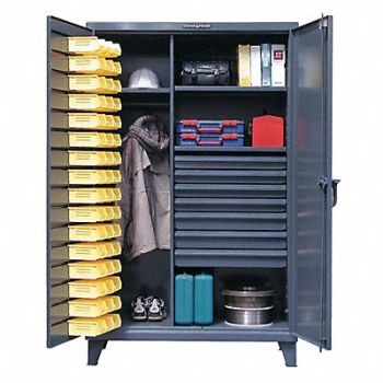STRONG HOLD BinCab Dark Gray 78 x48 x24 48YllwBns, 40V697