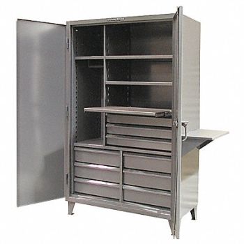 STRONG HOLD Combo Wrdrb/Drawer Cab 78 H 48 W Drk Gry, 40V602