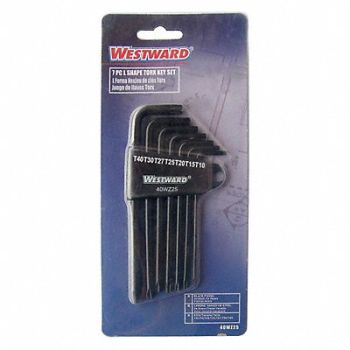 WESTWARD Torx Key Set L Shape 3 13/32-4 29/32 in, 40WZ25