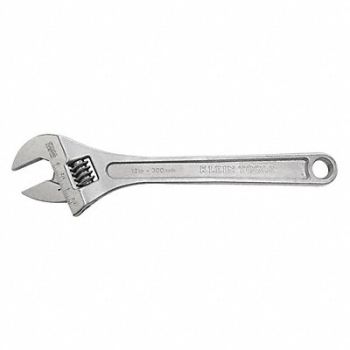 KLEIN TOOLS Adj. Wrench 12 1-1/2 Cap. Chrome, 40Y955