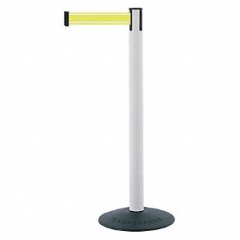 TENSABARRIER Barrier Post with Belt White Post 38 H, 410C69