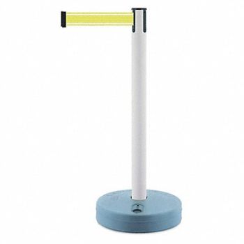 TENSABARRIER Barrier Post with Belt White Post 38 H, 410C73