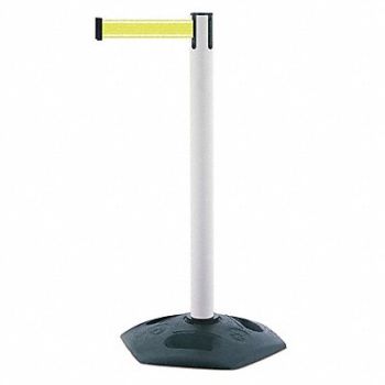 TENSABARRIER Barrier Post with Belt White Post 38 H, 410C77