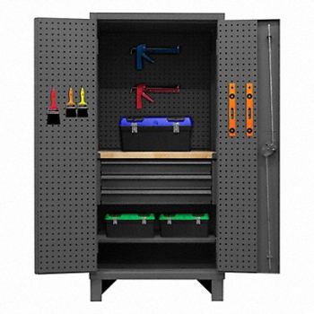 DURHAM MFG Combo Drawer Pegboard Cab 78 H 36 W Gray, 410Y41