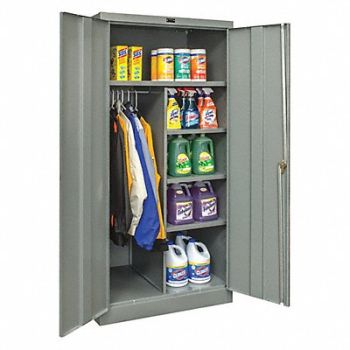 GRAINGER APPROVED Combo Wardrobe Cabinet 72 H 36 W Gray, 411L24