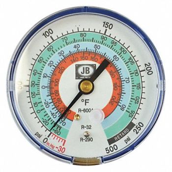 JB INDUSTRIES Low Side Pressure Gauge 3-1/8 Diameter, 415G06