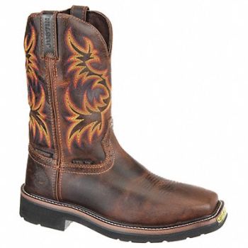 JUSTIN ORIGINAL WORKBOOTS Western Boot 9 EE Brown Steel PR, 416H02