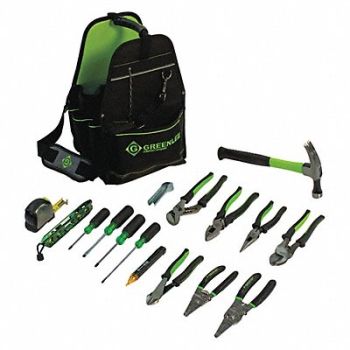 GREENLEE Electricians Tool Kit 17 pcs. Caddy, 416J65